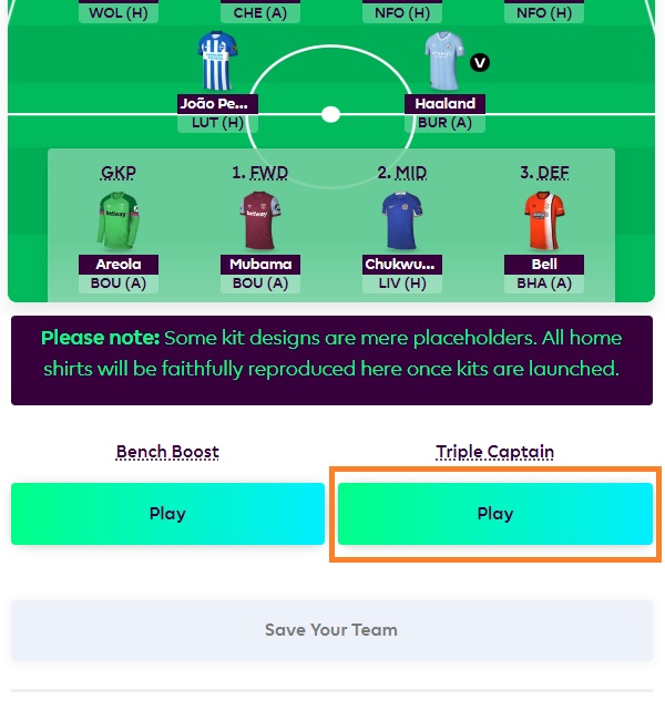 activate triple captain chip fpl