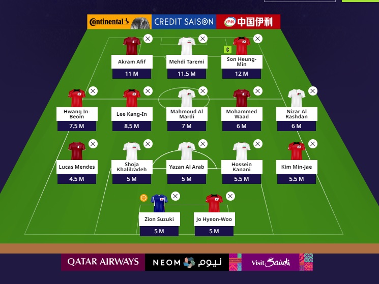 asian cup fantasy semifinals team