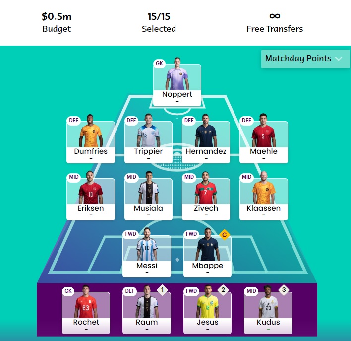 fantasy world cup matchday 3 wildcard team selection updated