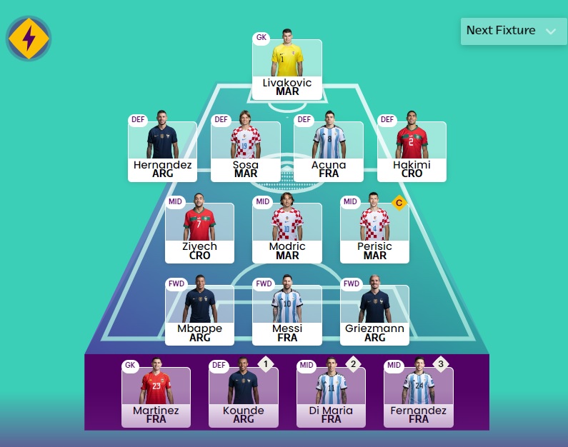 fantasy world cup matchday 7 team selection