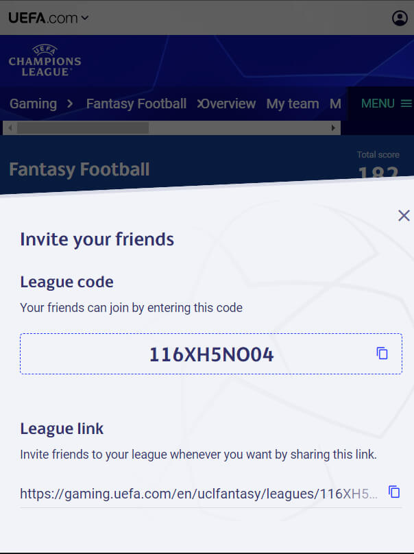 finding league code step 2