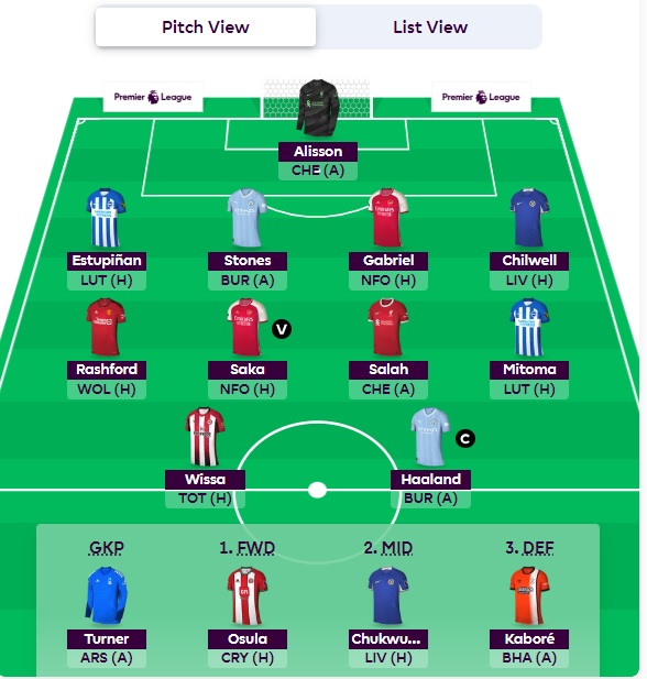 fpl gw1 team selection final