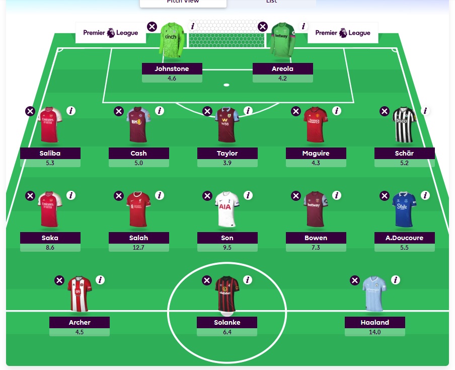 fpl gw13 wildcard team first draft