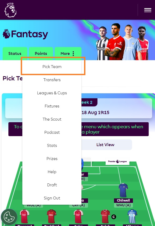 fpl pick team