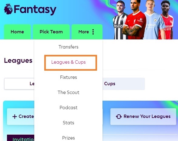 how to invite people to fpl league step 1