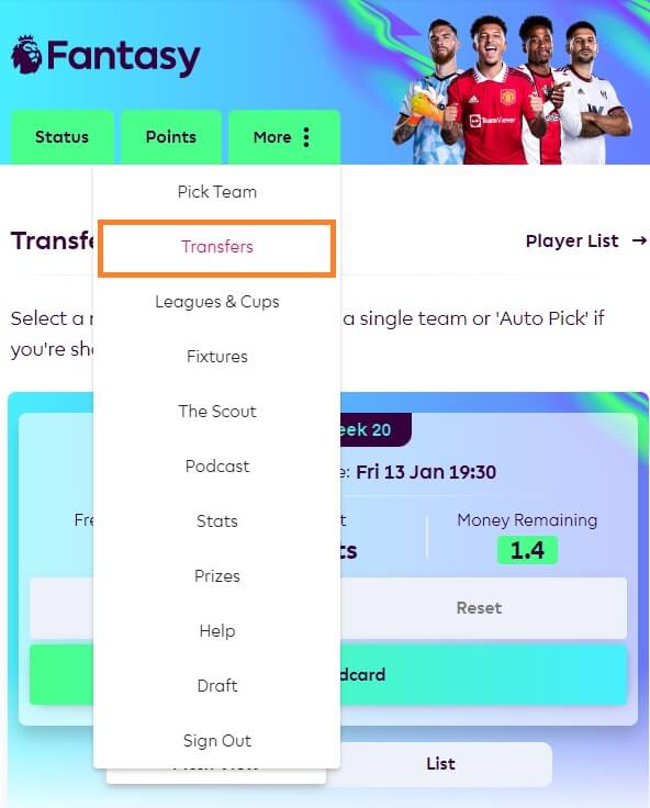 how to make transfers fpl step 1