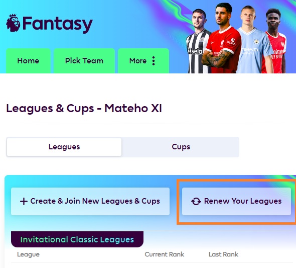 how to restart league in fpl step 2