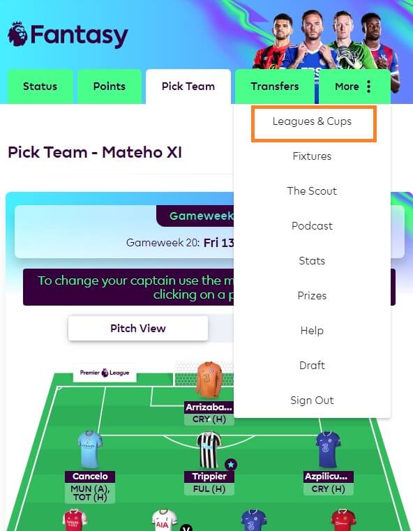how to see other teams transfers fpl step 1
