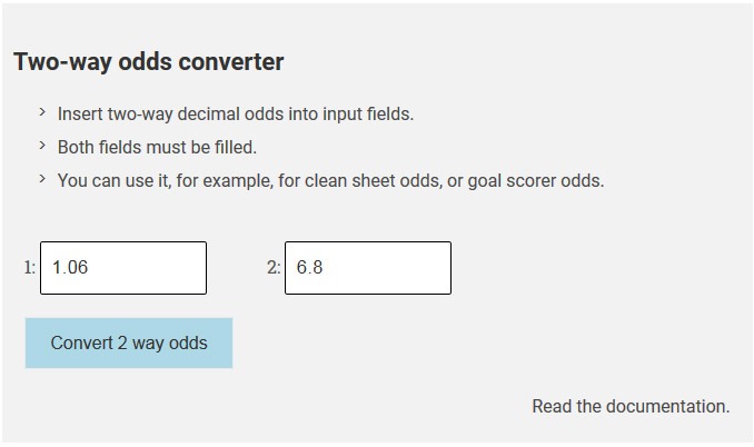 Step one of using Odds to Probability Calculator