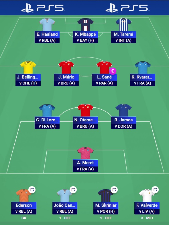 ucl fantasy r16 team selection
